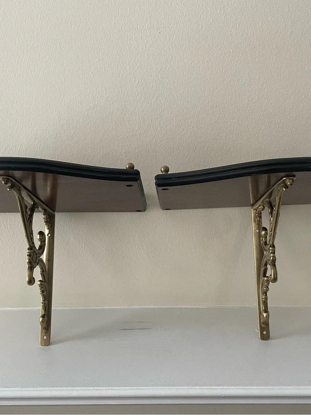 Vintage Upscale Mahogany & Brass Wall Sconces